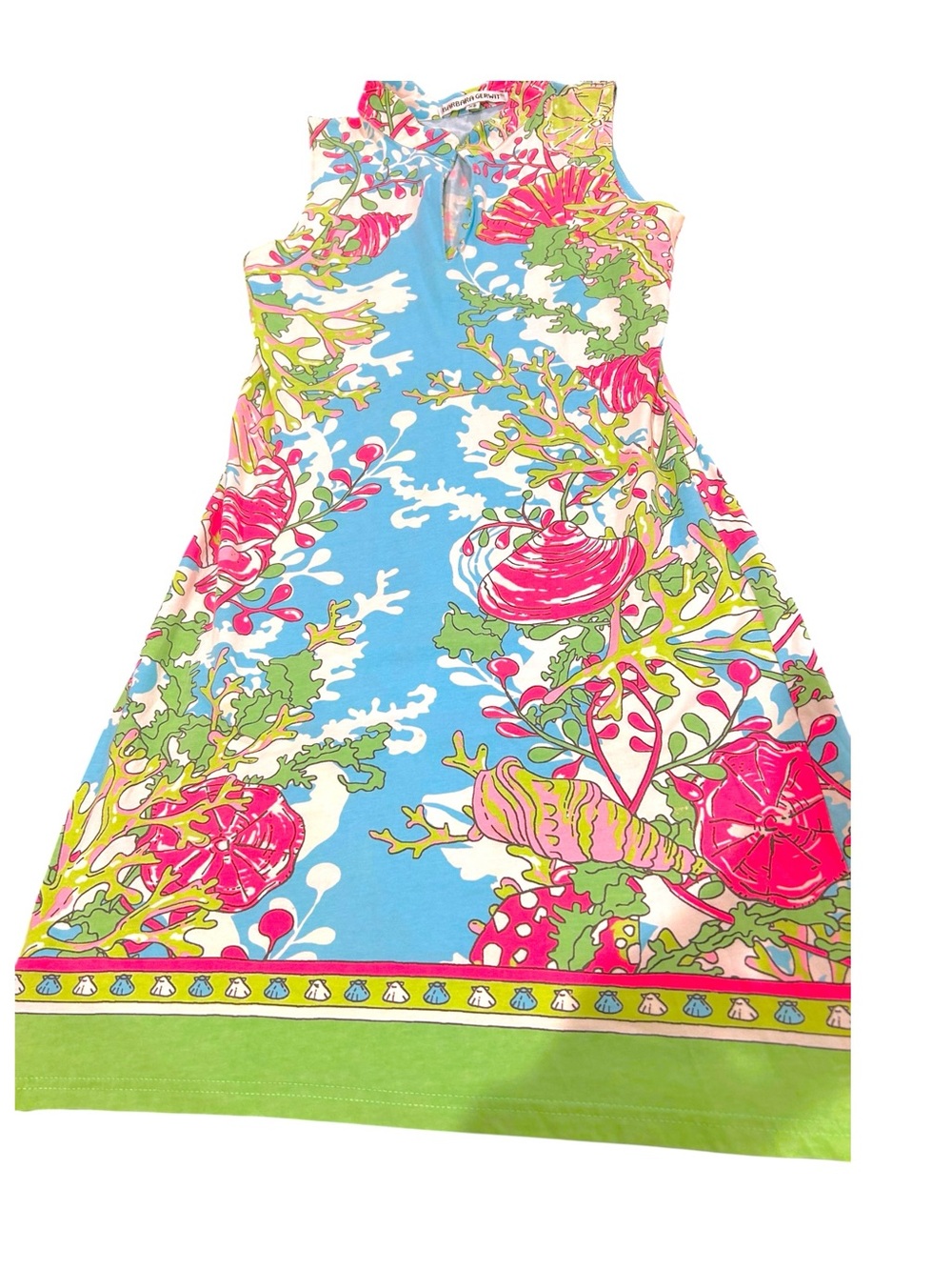 Barbara Gerwit Sleeveless Preppy Resort Shift Dress Tropical Seashell Print- XS - Picture 2 of 5